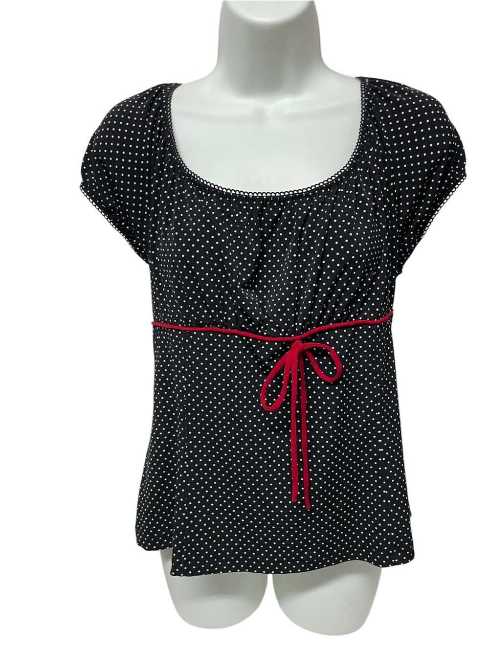 Black Polka Dot Tie-Waist Blouse - Women